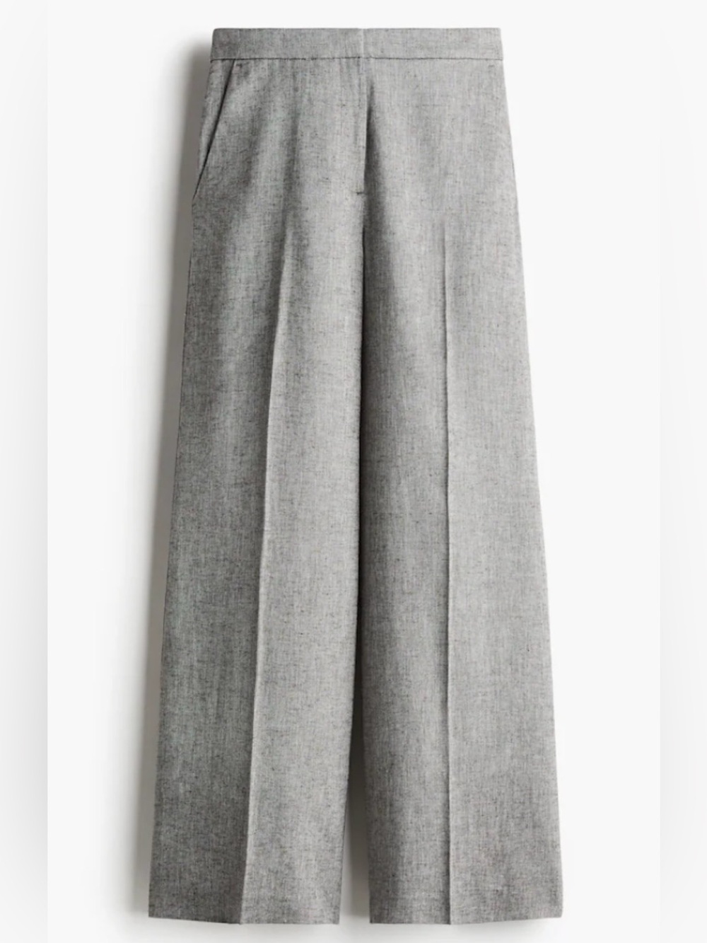H&M Gray Wide-Leg Linen Blend Pants Size 6